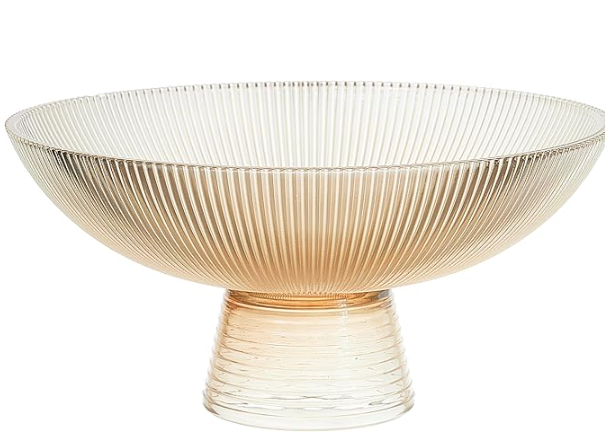 Amber Glass Footed Fruit Bowl – Elegant & Stylish